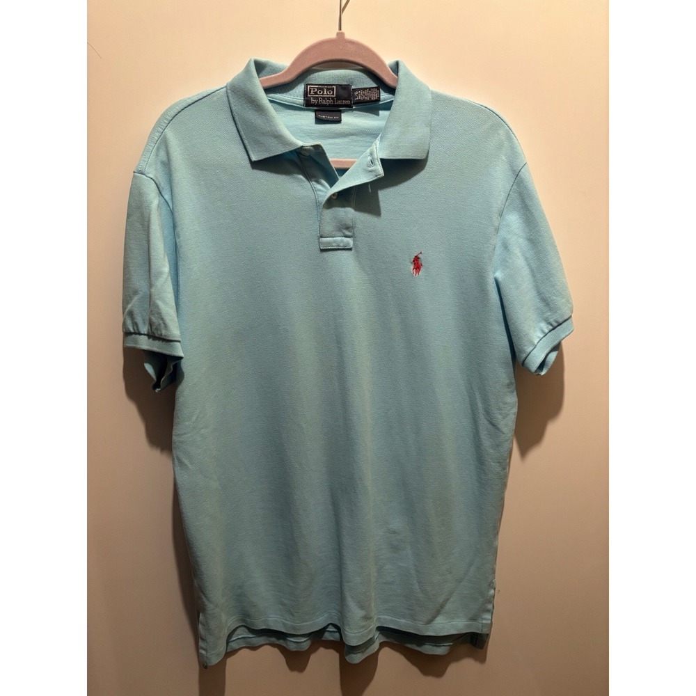 Polo By Ralph Lauren‎ Mens Size Large Collared Blue Short Sleeve Polo Pink Pony